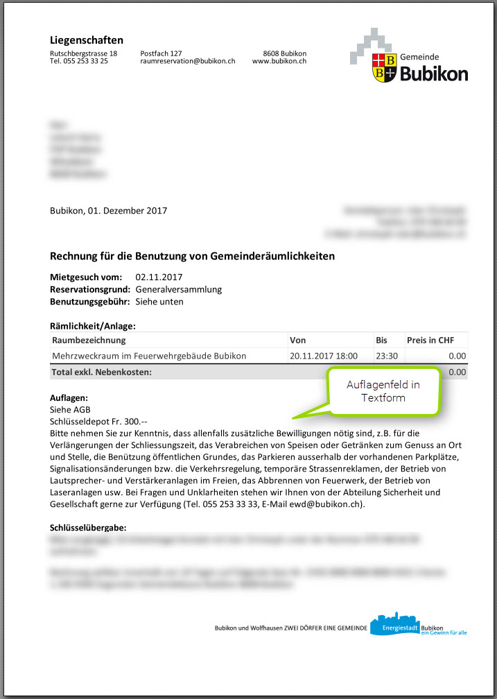 Auflagen in Textform